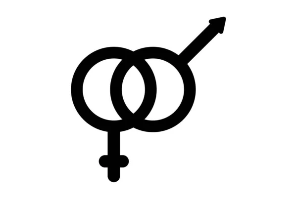 异性恋扁平图标情人节标志黑色字形符号艺术品 — 图库照片
