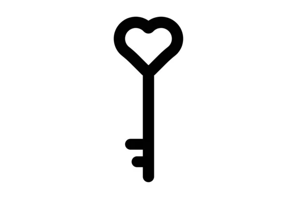 Schlüssel Flache Symbol Valentinstag Symbol Schwarz Glyphen Zeichen Kunstwerk — Stockfoto