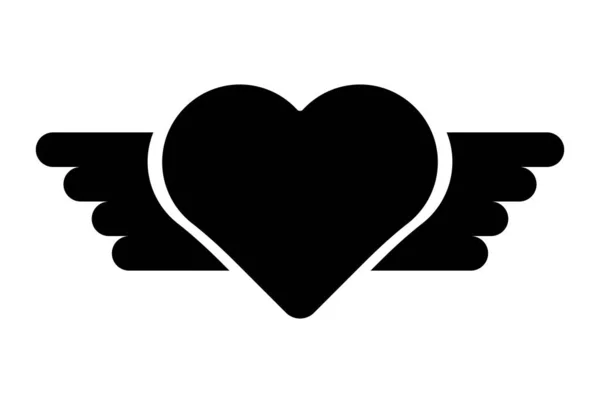 Anioł Płaski Ikona Walentynki Symbol Czarny Glif Znak Grafika — Zdjęcie stockowe