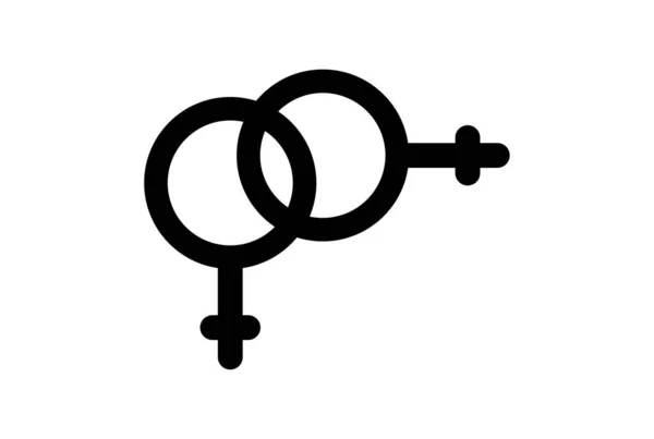 Lesbian Flat Icon Valentines Day Symboic Black Glyph Sign Arts — 스톡 사진