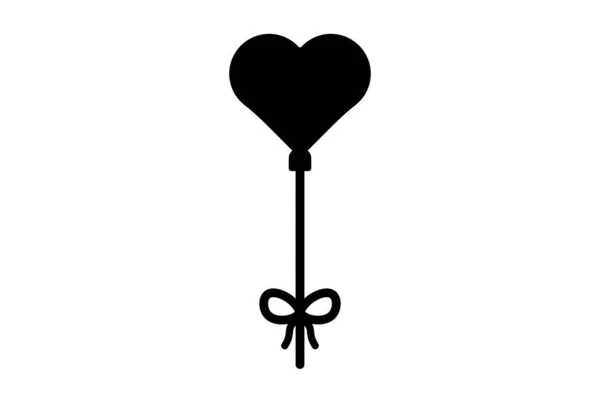 Balon Płaski Ikona Walentynki Symbol Czarny Glif Znak Grafika — Zdjęcie stockowe