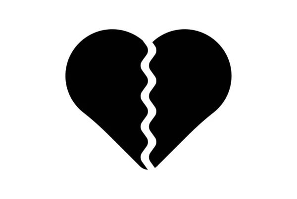 破碎的心扁平图标情人节标志黑色字形符号艺术品 — 图库照片