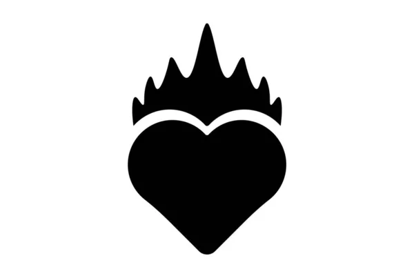 Bränner Platt Ikon Alla Hjärtans Dag Symbol Svart Glyf Tecken — Stockfoto