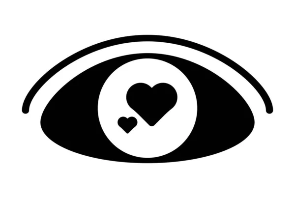 眼睛扁平图标情人节标志黑色字形符号艺术品 — 图库照片