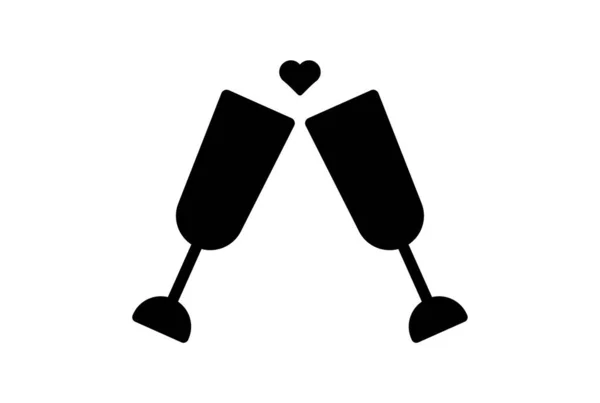 Okulary Płaska Ikona Walentynki Symbol Czarny Glif Znak Grafika — Zdjęcie stockowe