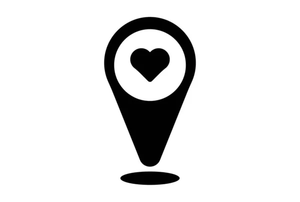 Lokalizacja Płaska Ikona Walentynki Symbol Czarny Glif Znak Grafika — Zdjęcie stockowe