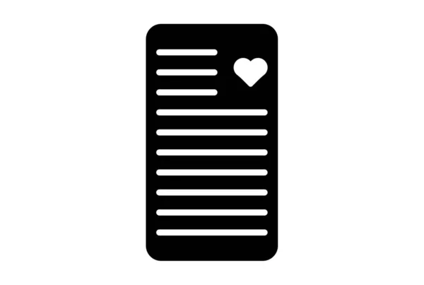 Note Flat Icon Valentines Day Symbol Black Glyph Sign Articles — 스톡 사진