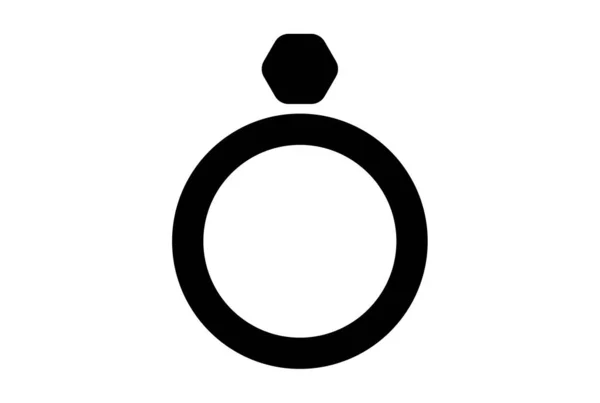 戒指扁平图标情人节标志黑色字形符号艺术品 — 图库照片