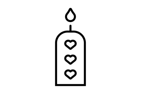 Candle Line Icon Valentines Day Sign Flat Minimalist Symbol Art — Stock Photo, Image