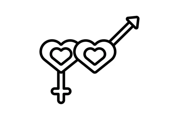 Hetero Line Icon Valentines Day Sign Flache Minimalistische Symbolkunst — Stockfoto