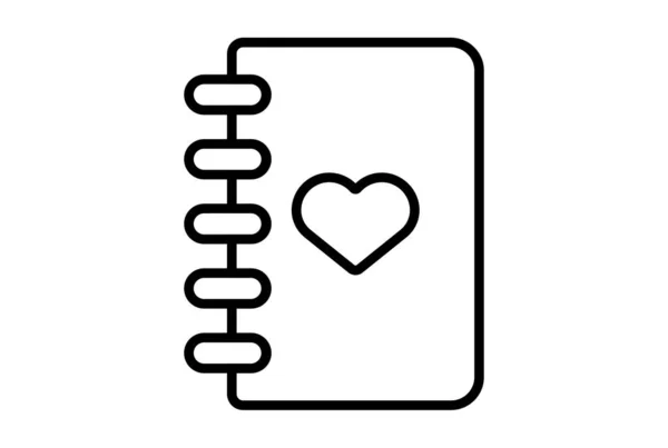Notebook Line Ikona Walentynki Znak Płaski Minimalistyczny Symbol Sztuki — Zdjęcie stockowe