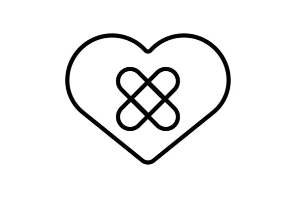 Plaster Line Icon Valentines Day Sign Flat Minimalist Symbol Art — Stock Photo, Image