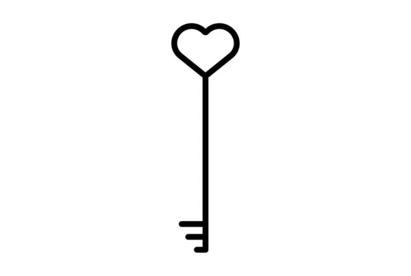 Key Line Ikon Alla Hjärtans Dag Tecken Platt Minimalistisk Symbol — Stockfoto