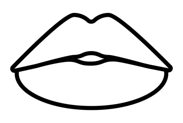 Lips Kiss Line Icon Valentines Day Sign Flat Minimalis Symbol — Stok Foto