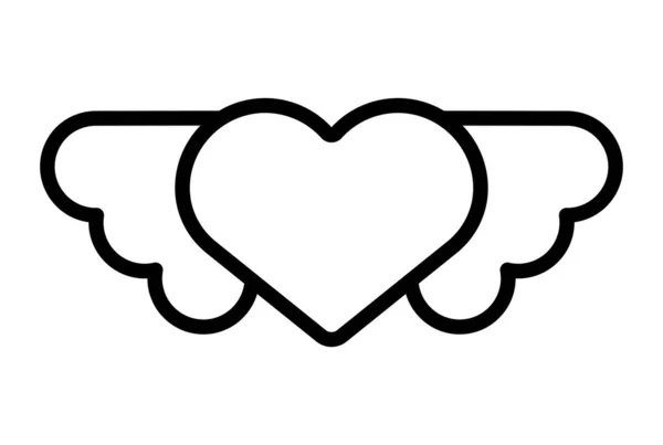 Angel Line Icon Valentines Day Sign Flat Minimalist Symbol Art — Stock Photo, Image
