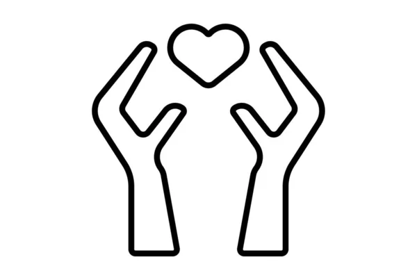 Hand Heart Line Icon Valentines Day Sign Flat Minimalist Symbol — Stock Photo, Image