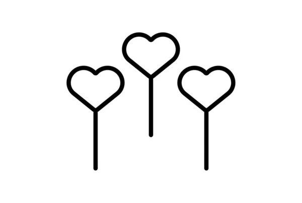 Balon Linia Ikona Walentynki Znak Płaski Minimalistyczny Symbol Sztuki — Zdjęcie stockowe