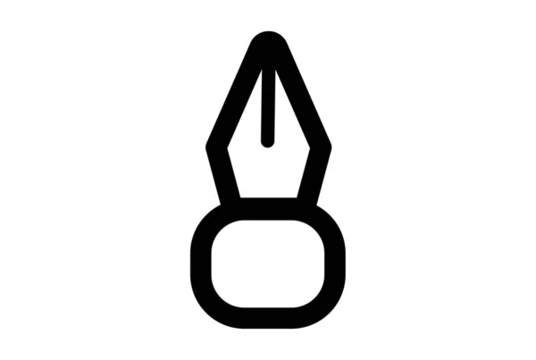 Fountain Pen Line Icon Flat Symbol Black Minimalistic Sign App — Stok Foto