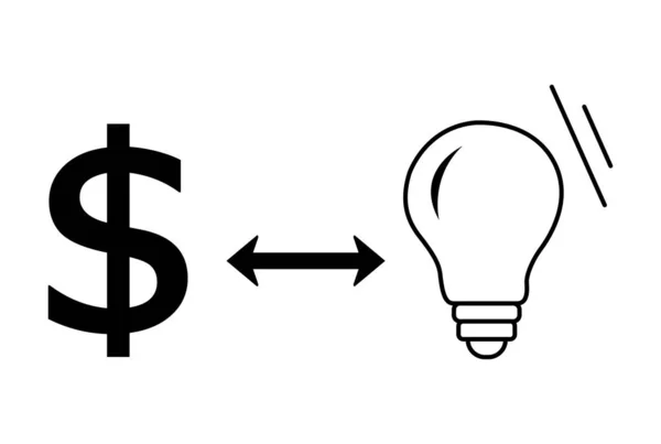 Деньги Идея Плоская Икона Бизнес Символ Искусства Черные Очертания Знак — стоковое фото