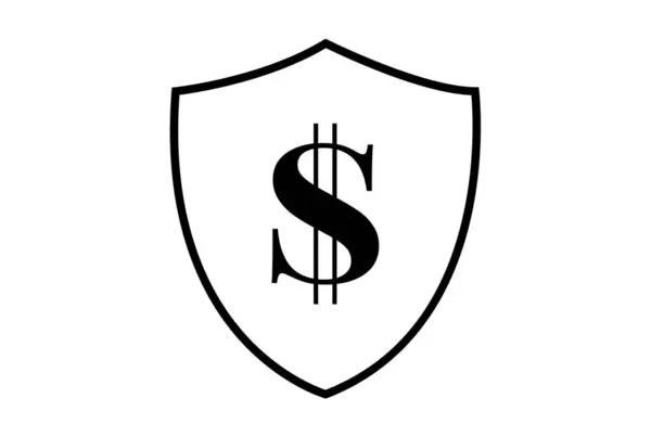 Dolar Tarcza Płaska Ikona Biznes Symbol Sztuka Czarny Zarys Znak — Zdjęcie stockowe