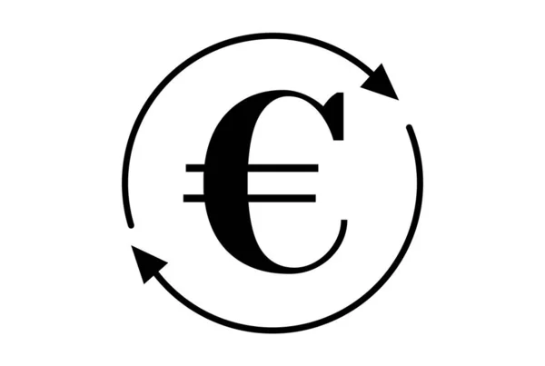 Euro Cirkel Platt Ikon Företag Symbol Konst Svart Kontur Tecken — Stockfoto