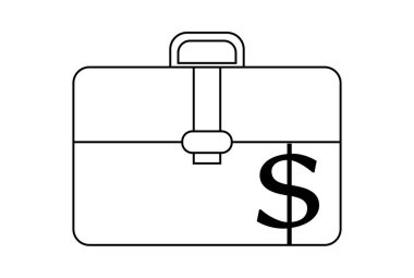 Evrak çantası düz simge iş simgesi sanat simgesi siyah taslak tabela sanat eseri