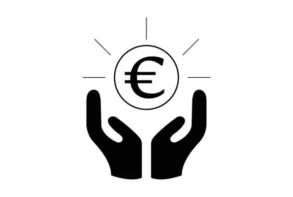 Holding Euro Płaska Ikona Biznesu Symbol Sztuki Czarny Zarys Znak — Zdjęcie stockowe