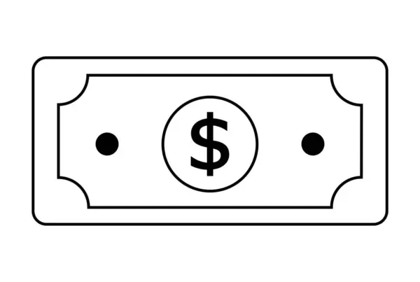 Banknot Płaska Ikona Biznesu Symbol Sztuka Czarny Zarys Znak Grafika — Zdjęcie stockowe