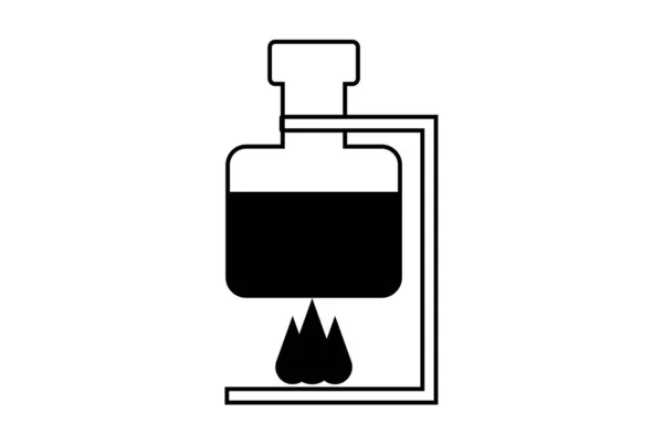 烧瓶火灾平面轮廓图标科学符号艺术符号艺术品 — 图库照片