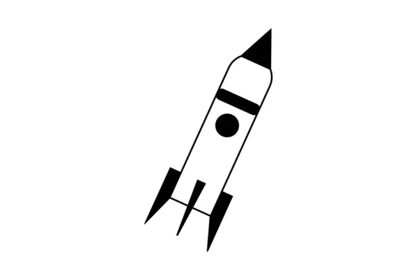 ロケットフラットアウトラインアイコンサイエンスシンボルアートサインアートワーク — ストック写真