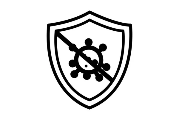 Stop Virus Plano Contorno Icono Ciencia Símbolo Arte Signo Obra —  Fotos de Stock
