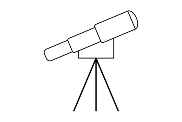 Teleskop Plochý Obrys Ikona Věda Symbol Umění Znamení Umělecké Dílo — Stock fotografie