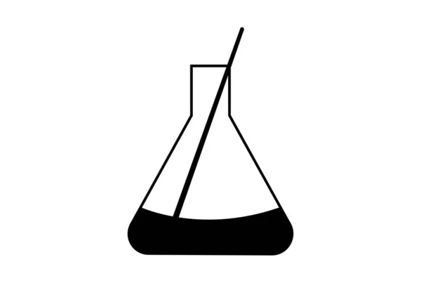 Triangular Flask Flat Outline Icon Science Symbol Art Sign Artwork — Stock Photo, Image
