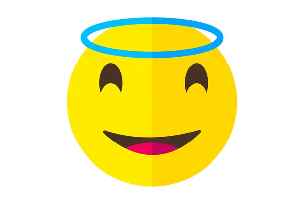 Anioł Kolorowy Emote Ikona Emoji Symbol Żółty Emoticon Znak Sztuki — Zdjęcie stockowe