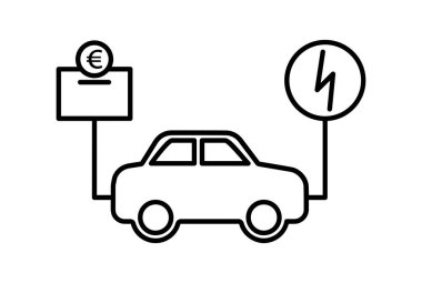 Elektrikli araba e-ticaret simgesi sanat eseri düz alışveriş sembolü online mağaza siyah tabela sanat eseri
