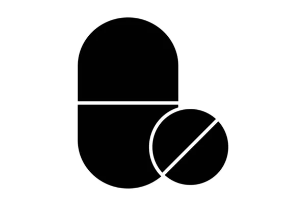 Dwie Pigułki Glif Ikona Sztuka Płaska Opieka Zdrowotna Symbol Minimalistyczny — Zdjęcie stockowe