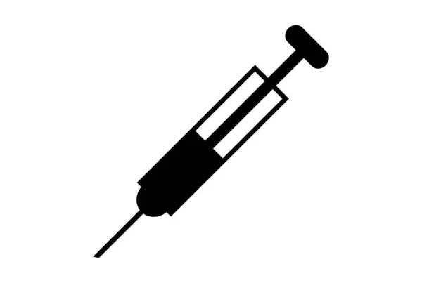 Injekční Stříkačka Glyf Ikona Umění Ploché Zdravotní Symbol Minimalistický Lékařské — Stock fotografie