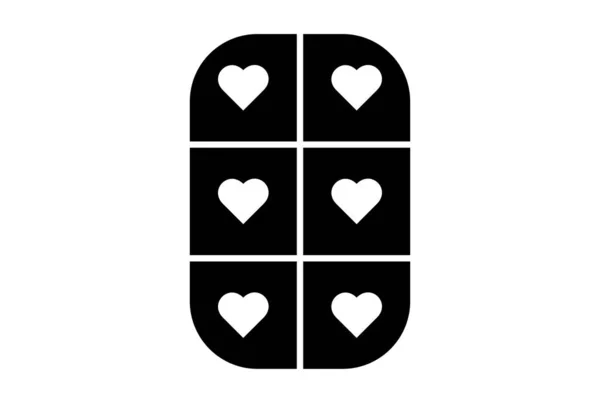 Heart Pills Glyf Ikon Konst Platt Sjukvård Symbol Minimalistiska Medicinska — Stockfoto