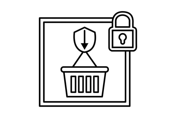 Bezpieczny Koszyk Commerce Ikona Sztuki Płaskie Zakupy Symbol Sklepu Internetowego — Zdjęcie stockowe