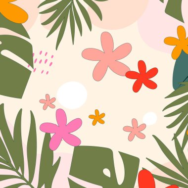 Yaz çiçeği desenli tropikal arkaplan sanat çiçekli duvar kağıdı