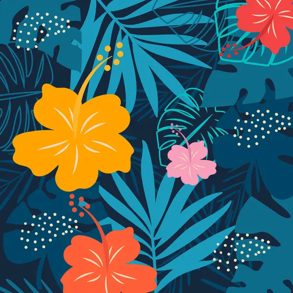 Letní Květinový Vzor Tropické Pozadí Umění Květinové Tkaniny Tapety Stock Fotografie