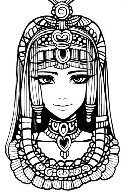 A beautiful girl, featuring decorations and costumes, doodle, coloring book. Vector illustration