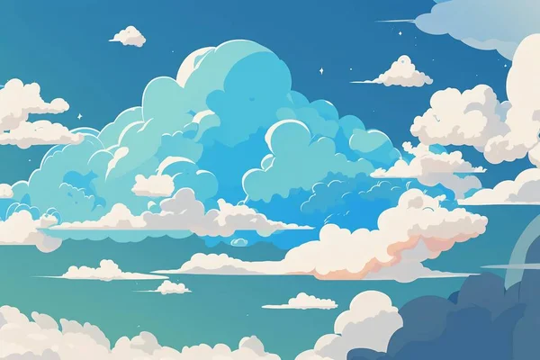 2D flat sky cloud pattern background