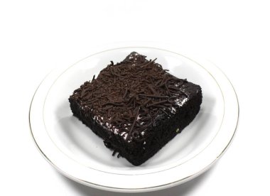 Blackforest cake, a taro-based sponge cake with a mixture of chocolate, cream, and chocolate sprinkles on top.