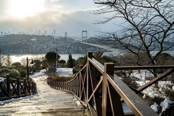 Ein Blick Von Otagtepe Auf Den Bosporus Winter — Stockfoto