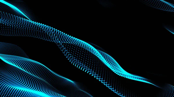glowing wave particles. hi tech background. 3d rendering