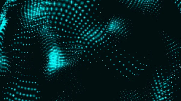 Sky blue trapcode wave shape. Dot wave isolated on blackish background. 3d rendering.