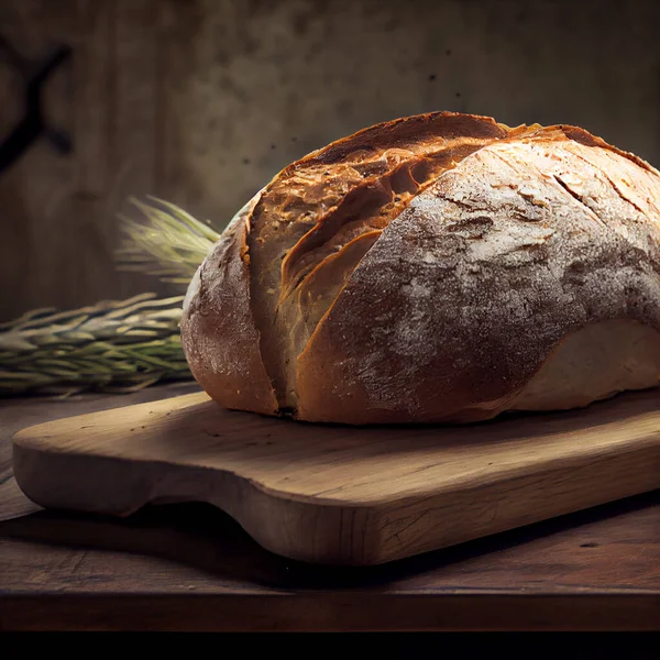 Homemade crispy rye bread is ready to eat. Hot bread just out of the oven on a wooden board. High quality photo