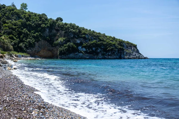 stock image Blue bay of the mediterranean sea. Sun, green nature, blue water. Rest, vacation at sea. High quality photo