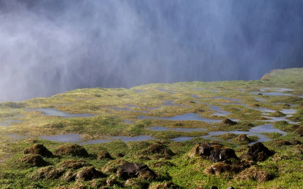 Gullfoss Wasserfall Sommer Bei Sonnenaufgang Vogelperspektive Goldener Kreis Island Europa — Stockfoto